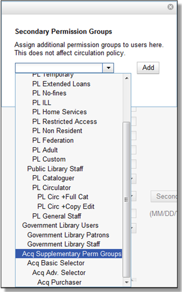 Secondary Permission Group List