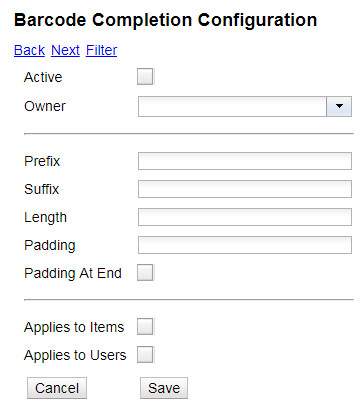 Barcode Completion Data Fields