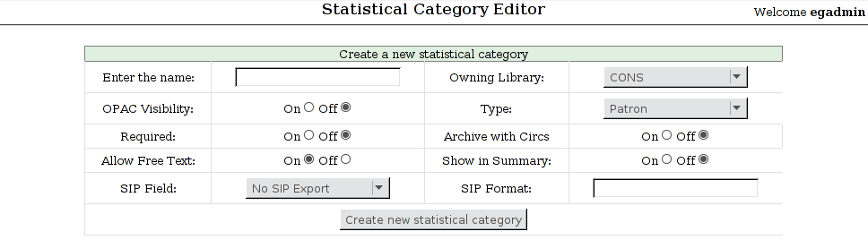 Create patron stat cat