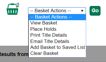 Details of Basket Actions Drop-down