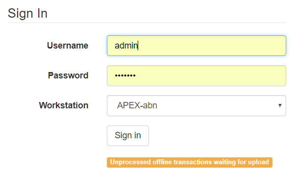 Login alert about unprocessed transactions