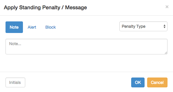 Apply Penalty Dialog Box